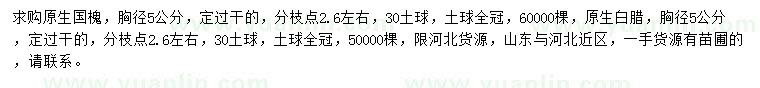 求購(gòu)胸徑5公分國(guó)槐、白蠟