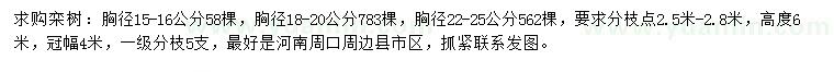 求購(gòu)胸徑15-16、18-20、22-25公分欒樹(shù)