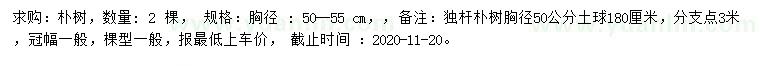 求購胸徑50-55公分樸樹