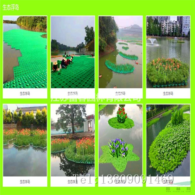 水面浮島景觀人工生態(tài)浮床施工水生植物種植浮島水上綠化工程