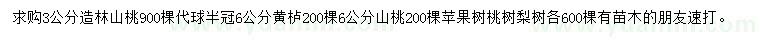 求購山桃、黃櫨、蘋果樹等