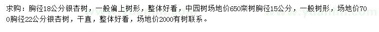 求購(gòu)胸徑18、22公分銀杏、胸徑15公分欒樹