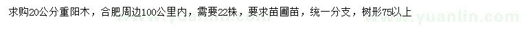 求購20公分重陽木