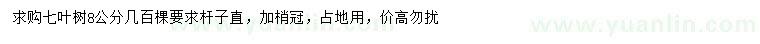 求購8公分七葉樹