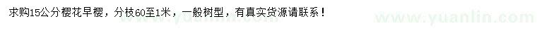 求購15公分早櫻