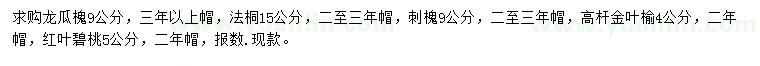 求購龍瓜槐、法桐、刺槐等