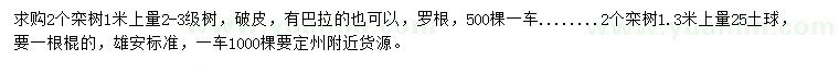 求購1米量2公分欒樹