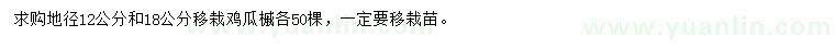 求購地徑12、18公分雞瓜槭