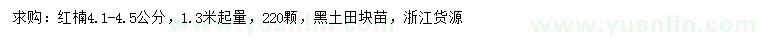 求購1.3米量4.1-4.5公分紅楠