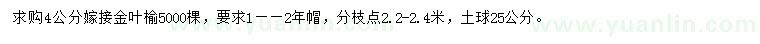 求購4公分金葉榆