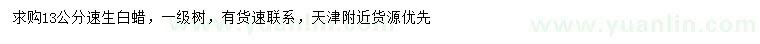 求購13公分速生白蠟