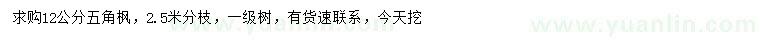 求購12公分五角楓
