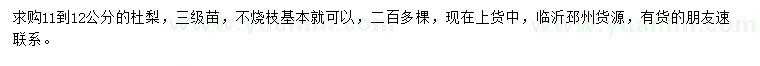 求購(gòu)11-12公分杜梨