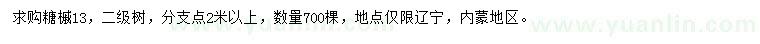求購13公分糖槭