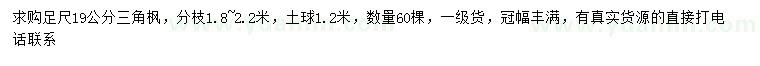 求購(gòu)19公分三角楓