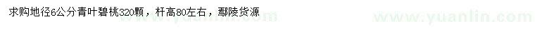 求購(gòu)地徑6公分青葉碧桃