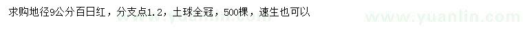 求購地徑9公分百日紅