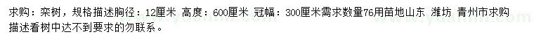 求購胸徑12公分欒樹(shù)