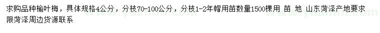 求購(gòu)4公分榆葉梅