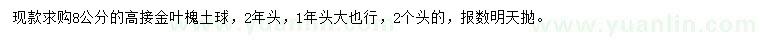 求購8公分金葉槐