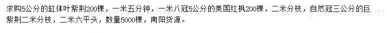 求購缸體葉紫荊、美國紅楓、巨紫荊