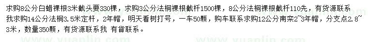 求購白蠟、法桐、南欒