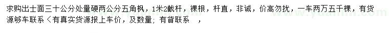 求購30量2公分五角楓