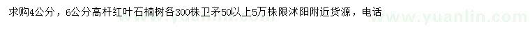 求購(gòu)4、6公分紅葉石楠、50公分以上衛(wèi)矛