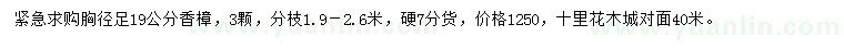 求購胸徑19公分香樟