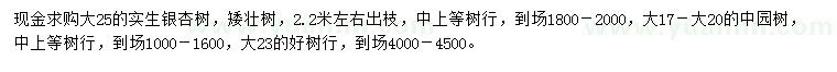 求購17-20、23、25公分銀杏