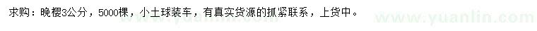求購3公分晚櫻