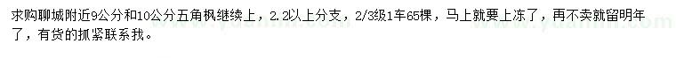 求購9、10公分五角楓