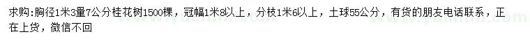 求購1.3米量7公分桂花