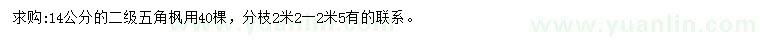 求購(gòu)14公分五角楓