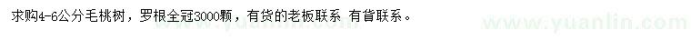 求購4-6公分毛桃樹