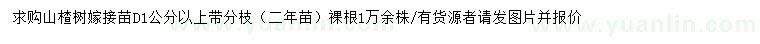 求購地徑1公分山楂樹