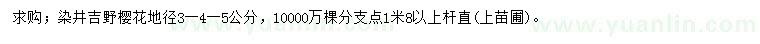 求購(gòu)地徑3、4、5公分染井吉野櫻花