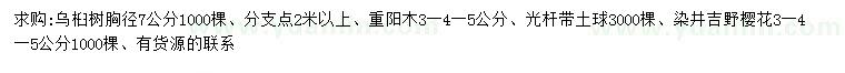 求購(gòu)烏桕、重陽(yáng)木、染井吉野櫻花