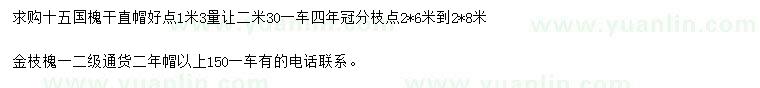 求購15公分國槐、金枝槐