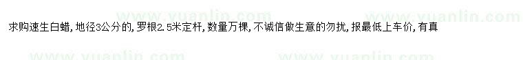 求購求購速生白蠟地徑3公分