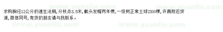 求購(gòu)求購(gòu)胸徑12公分速生法桐