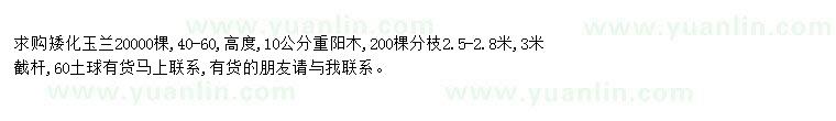 求購求購矮化玉蘭、重陽木