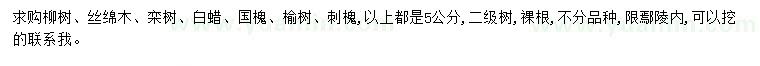 求購柳樹、絲綿木、欒樹等