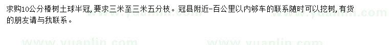 求購(gòu)求購(gòu)10公分椿樹土球半冠
