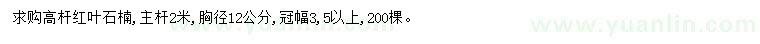 求購胸徑12公分高桿紅葉石楠