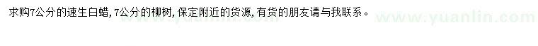 求購7公分白蠟、柳樹