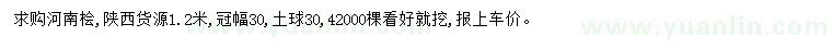 求購1.2米河南檜