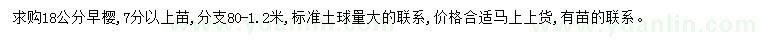 求購(gòu)18公分早櫻