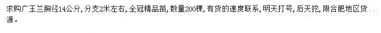 求購胸徑14公分廣玉蘭