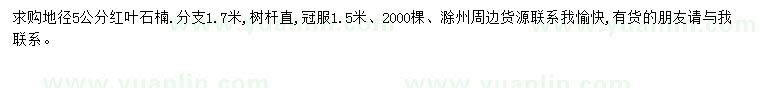求購地徑5公分紅葉石楠